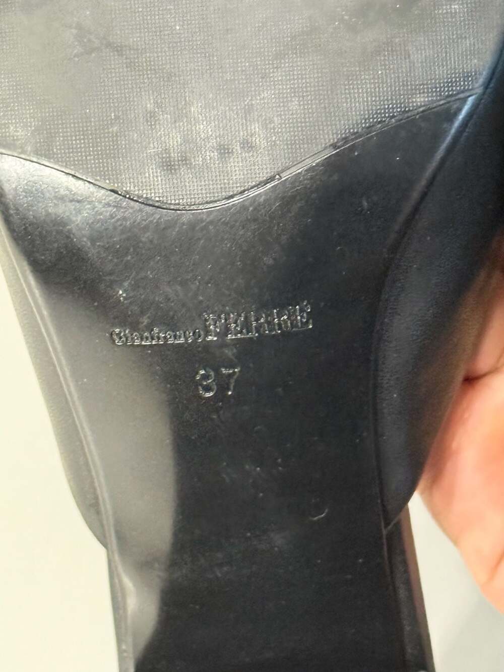 Gianfranco Ferre Black Leather Logo Heel Mules - Picture 6 of 9
